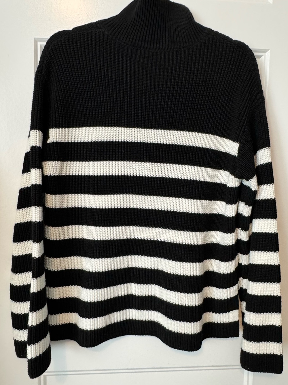 English Factory Black & White Striped Quarter-Zip Sweater Size M - Picture 4 of 7
